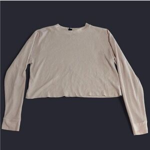 Light pink long sleeve waffle knit crop top